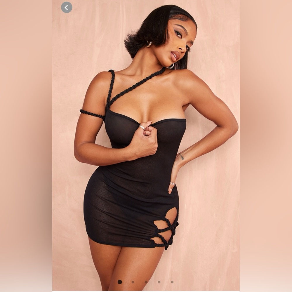 Black sheer mesh mini dress